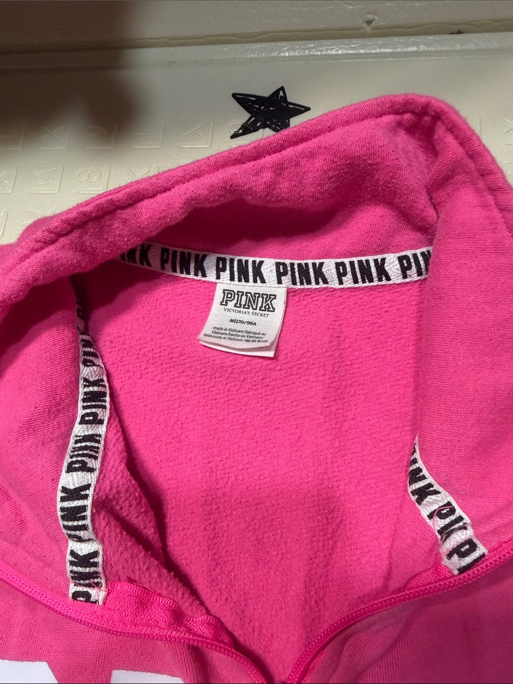 PINK Victoria's Secret Bright Pink Quarter-Zip Pullover - Picture 3 of 5